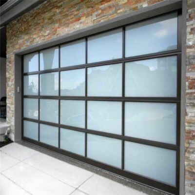 Double Custom Garage Door - Acrylic - 5 Inserts - Insert Color Opal Gloss - Frame Color Monument
