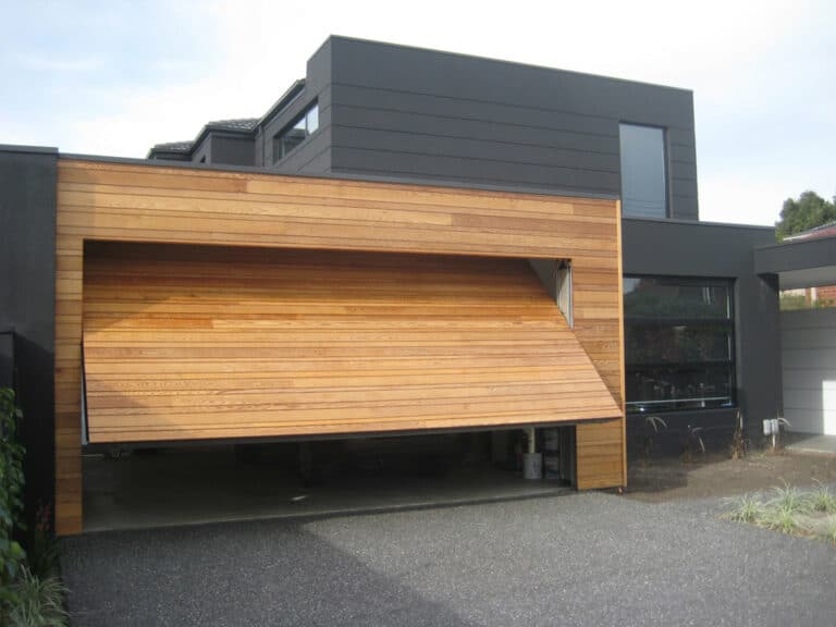 Double Sectional Garage Door - Flat Penal - Tassle Oak Color