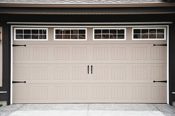 Double Sectional Garage Door With Stockton Ranch Window - Squares -Surf Mist Color
